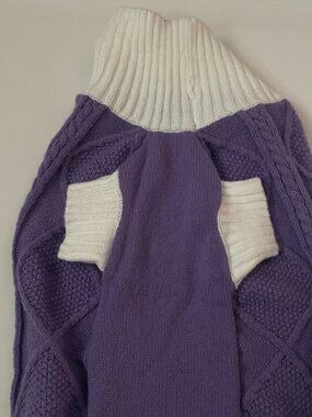 Purple & White Knit Dog Sweater